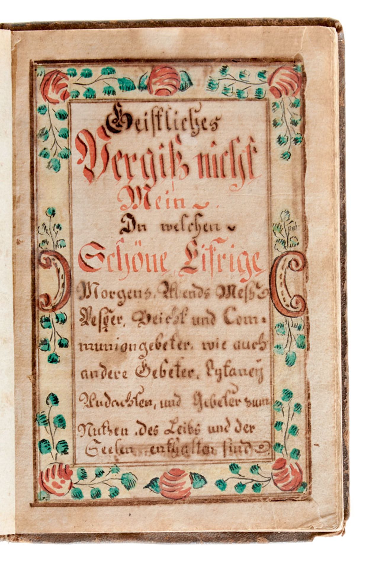 Gebetbuch - "Geistliches Vergiß nicht Mein". Deutsche Handschrift auf Papier. - Image 2 of 4