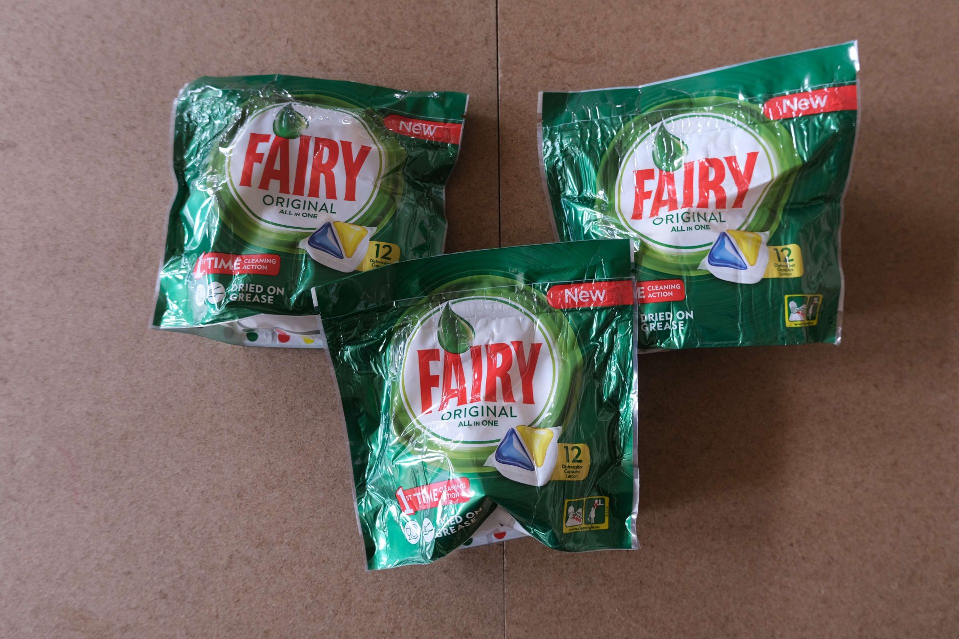 3x Fairy Original All in One Dishwasher Tablets 12 Pack