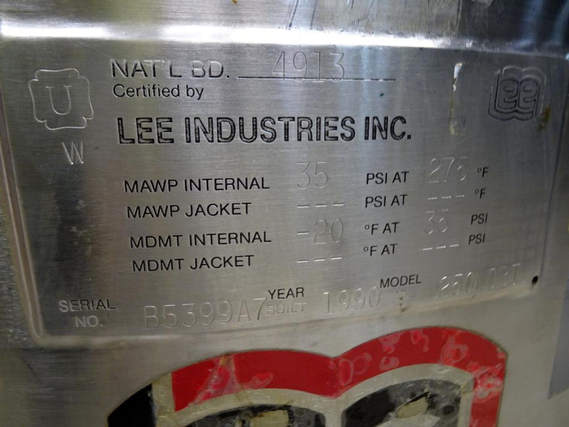 Lot of (4) Used- Lee Industries Pressure Mix Tank, 250 Liter, Model 250 LDBT, 316L Stainless Steel - Image 9 of 36