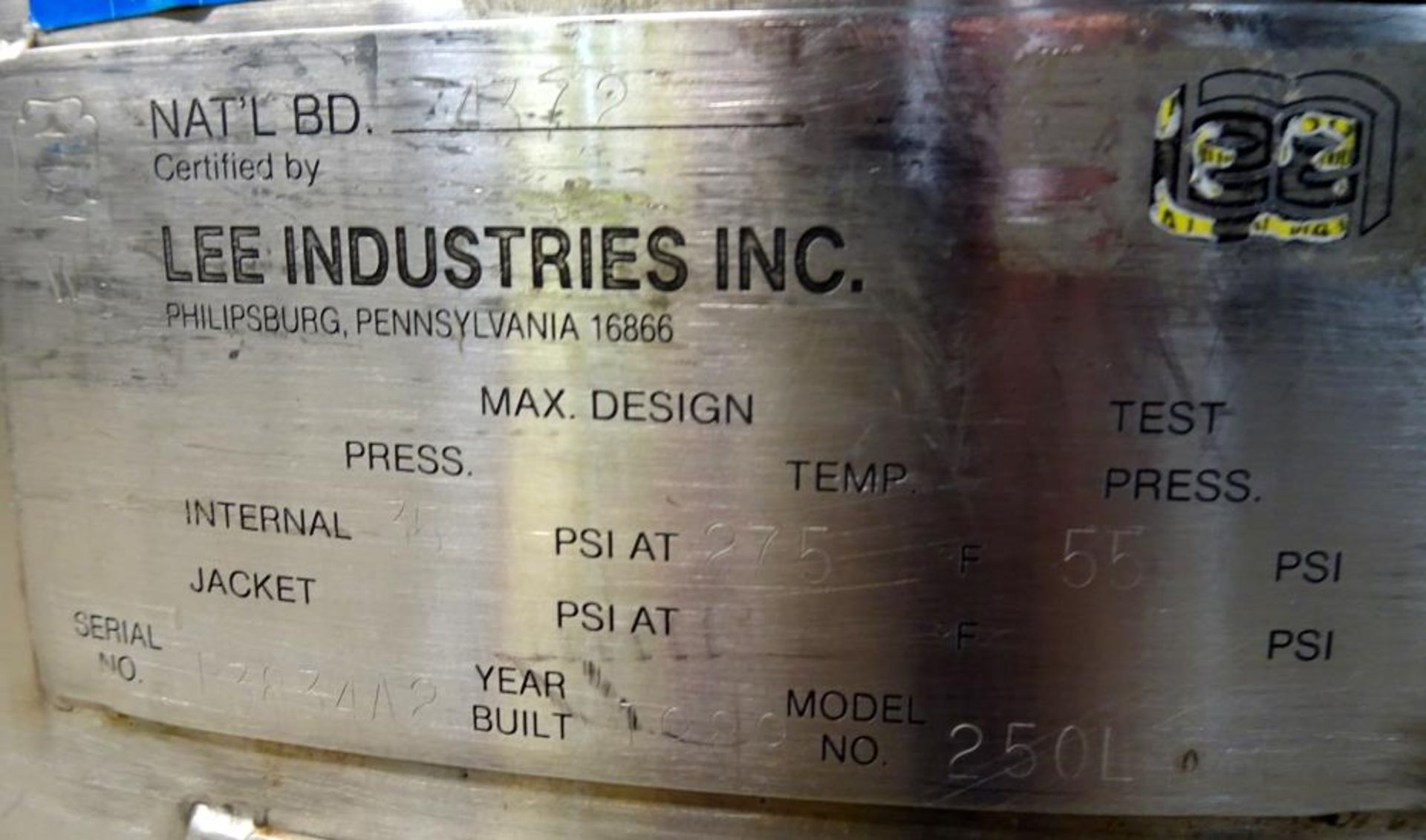 Lot of (4) Used- Lee Industries Pressure Mix Tank, 250 Liter, Model 250 LDBT, 316L Stainless Steel - Image 27 of 36