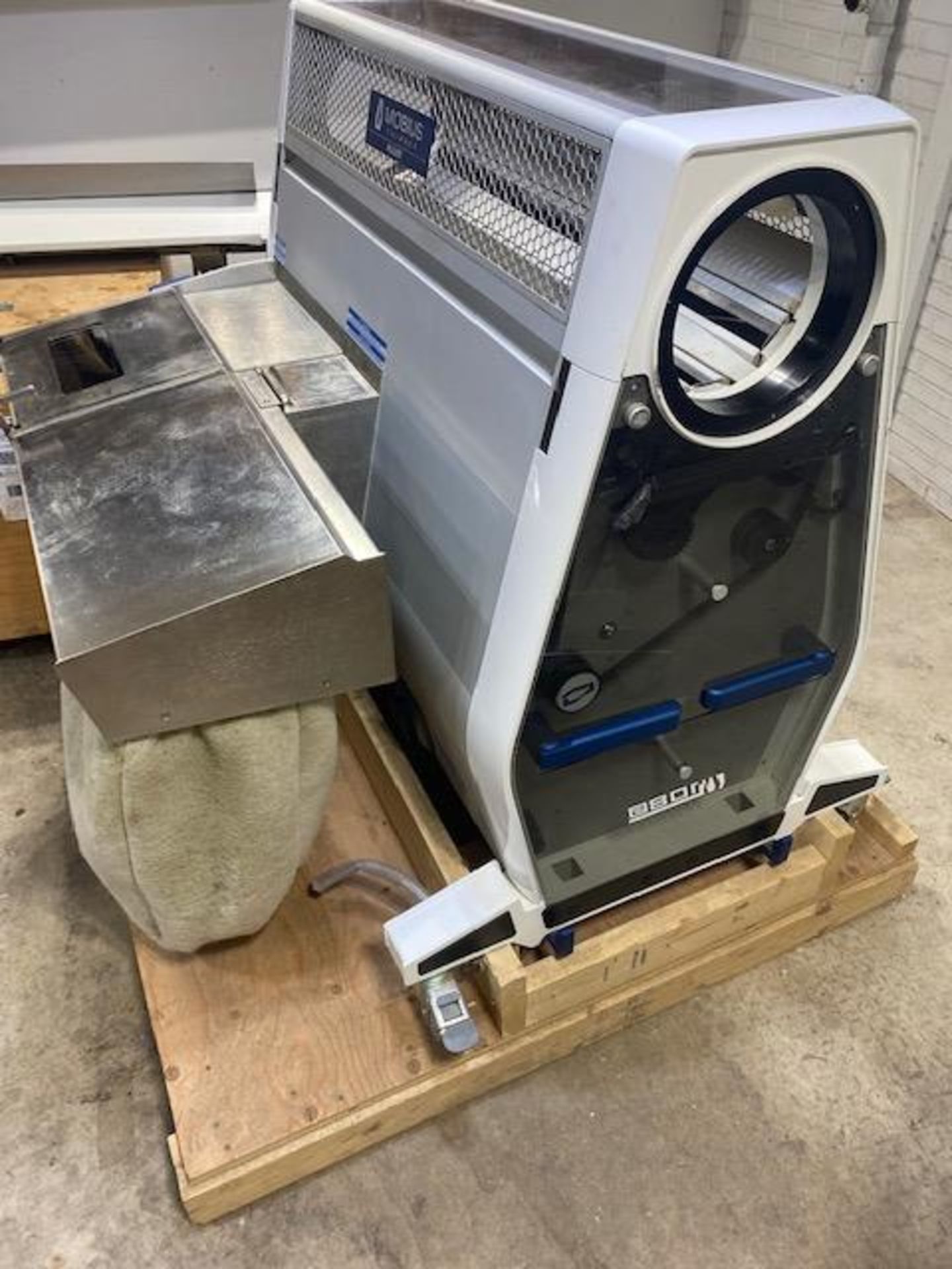 Used Mobius Trimmers Set Up w/ (2) Mobius Trimmers. Model M108S, Conveyors, & Hot Swap Kit