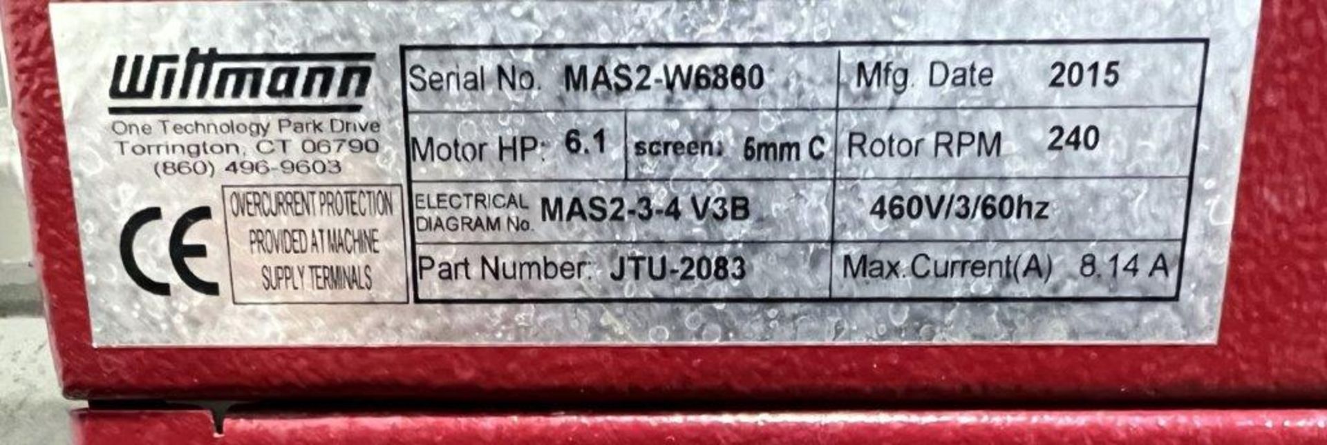 Used- Wittman MAS Series Beside-the-Press Granulator. Approximate 70 kg/h throughput - Image 17 of 17