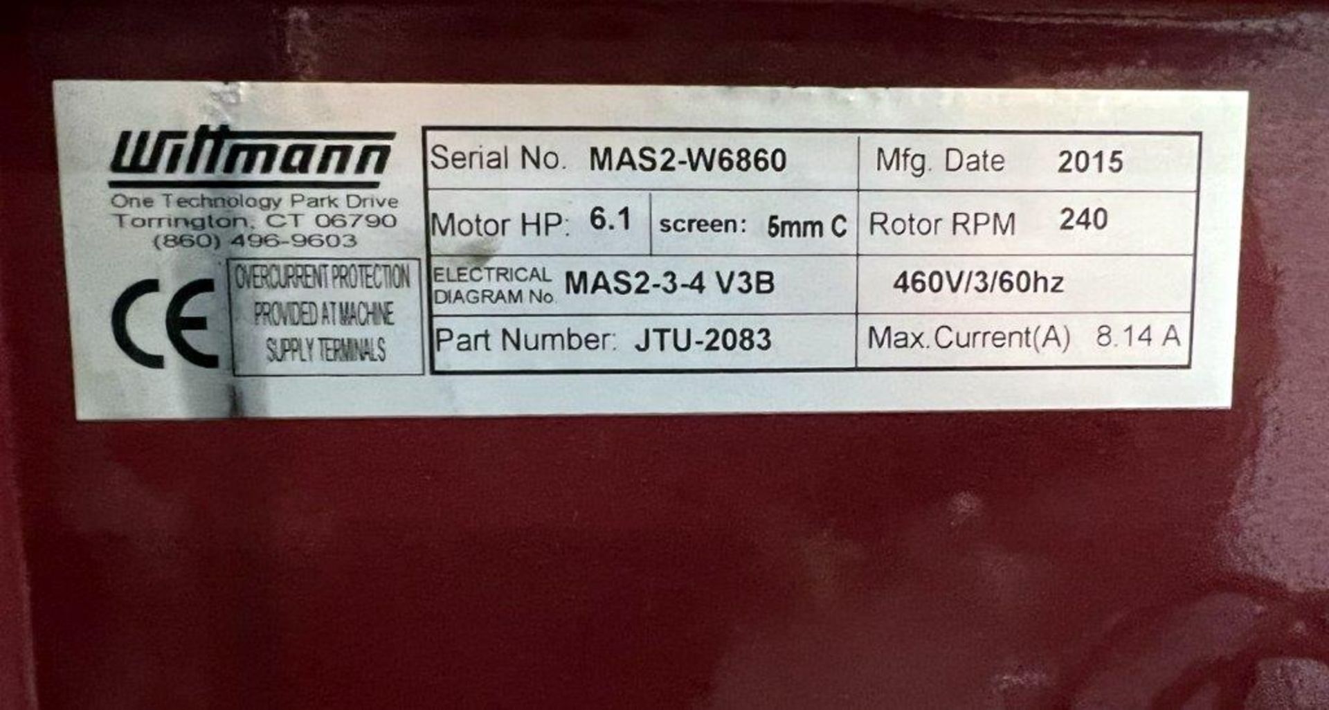 Used- Wittman MAS Series Beside-the-Press Granulator. Approximate 70 kg/h throughput - Image 16 of 17