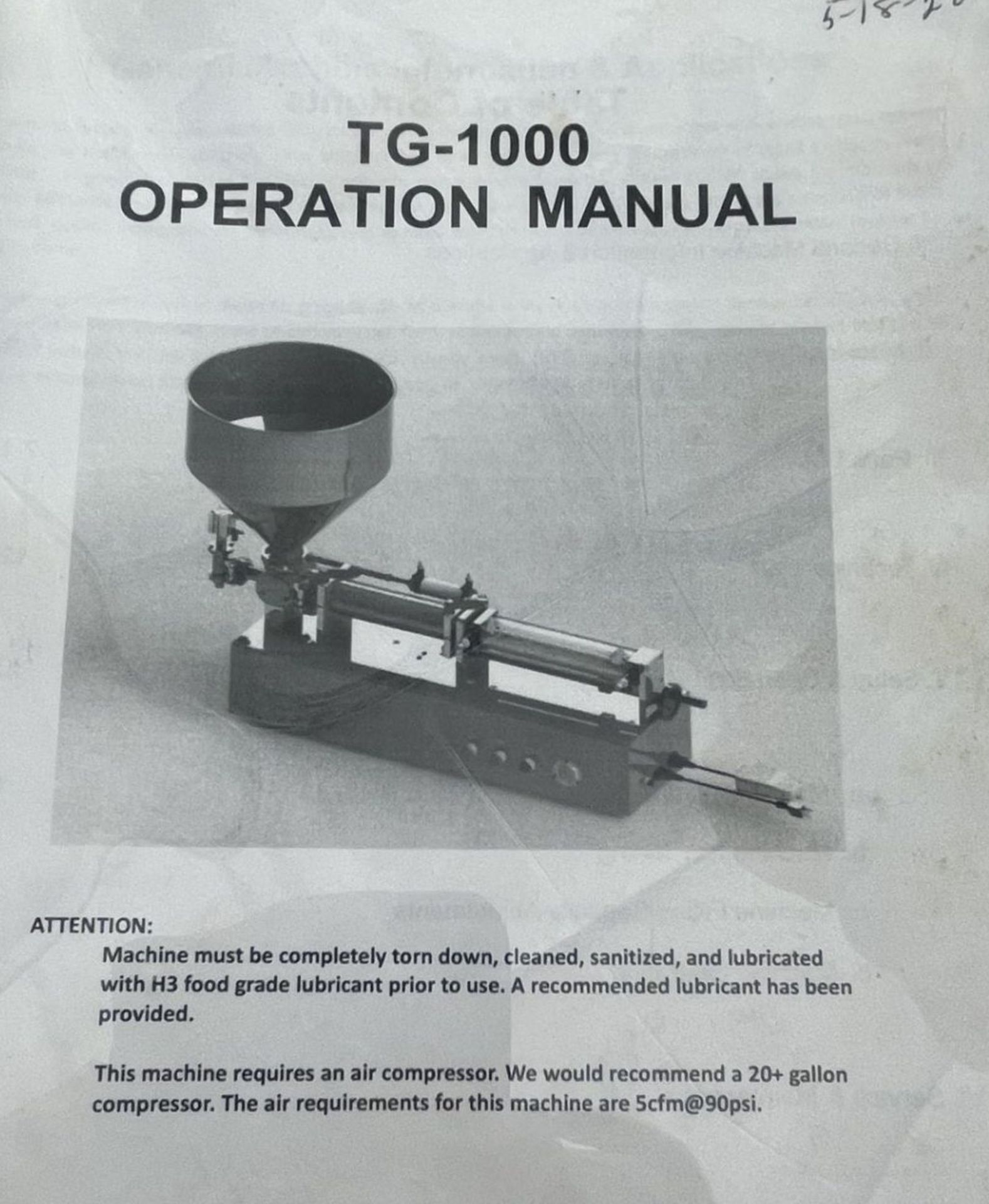 Used Cleveland Equipment Semi-Automatic Piston Filler. Model TG-1000 - Image 2 of 4