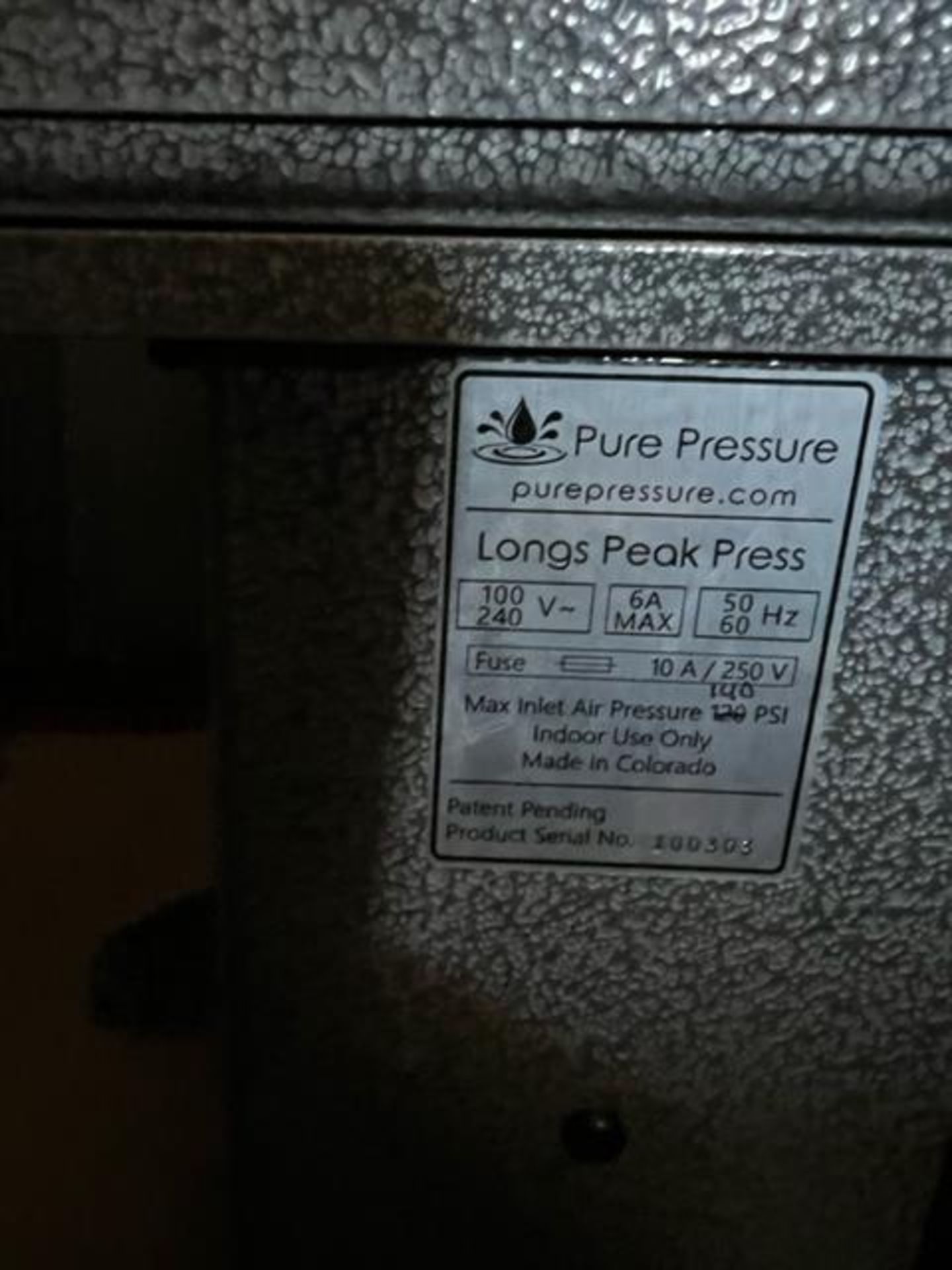 Used Pure Pressure Longs Peak Rosin Press. Up to 7 lbs of flower/day or 12+ lbs of hash/day - Image 3 of 5