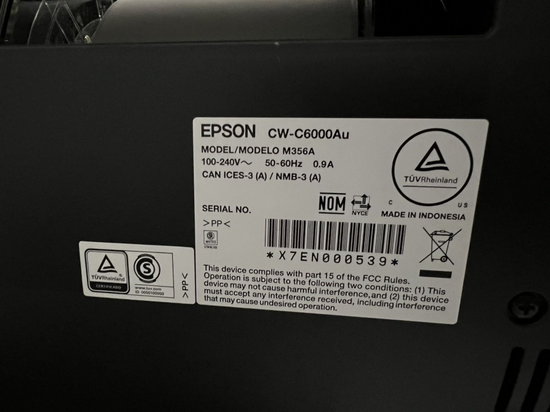 Used Epson ColorWorks CW-C6000A Color Inkjet Label Printer. Model M356A - Image 2 of 2
