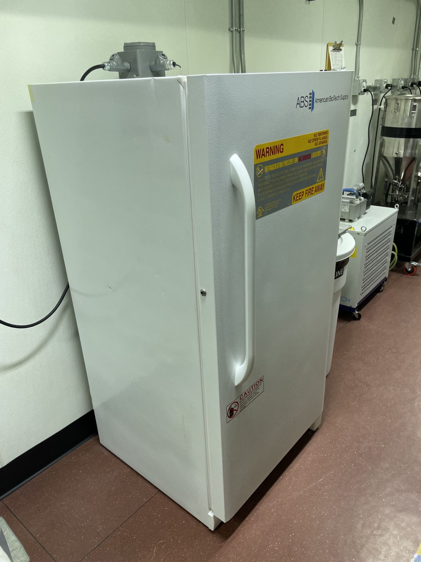 Used ABS American BioTech Supply 30 CuFt Upright Flammable Storage Freezer. Model ABT- EFS- 30