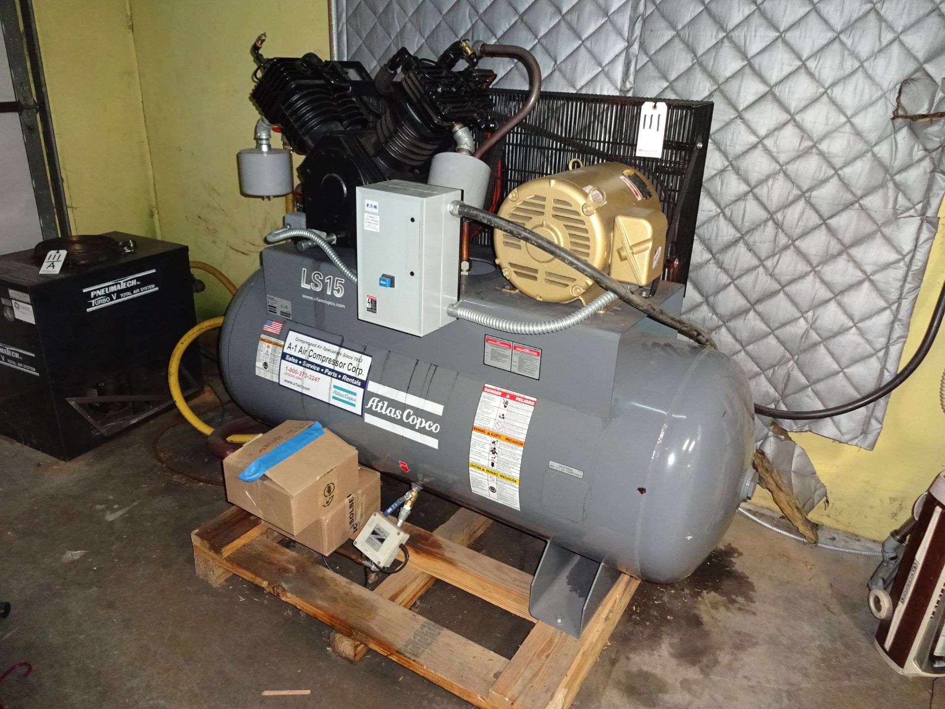 2016 Atlas Copco 15 HP Model LS-15 Tank Mounted Air Compressor