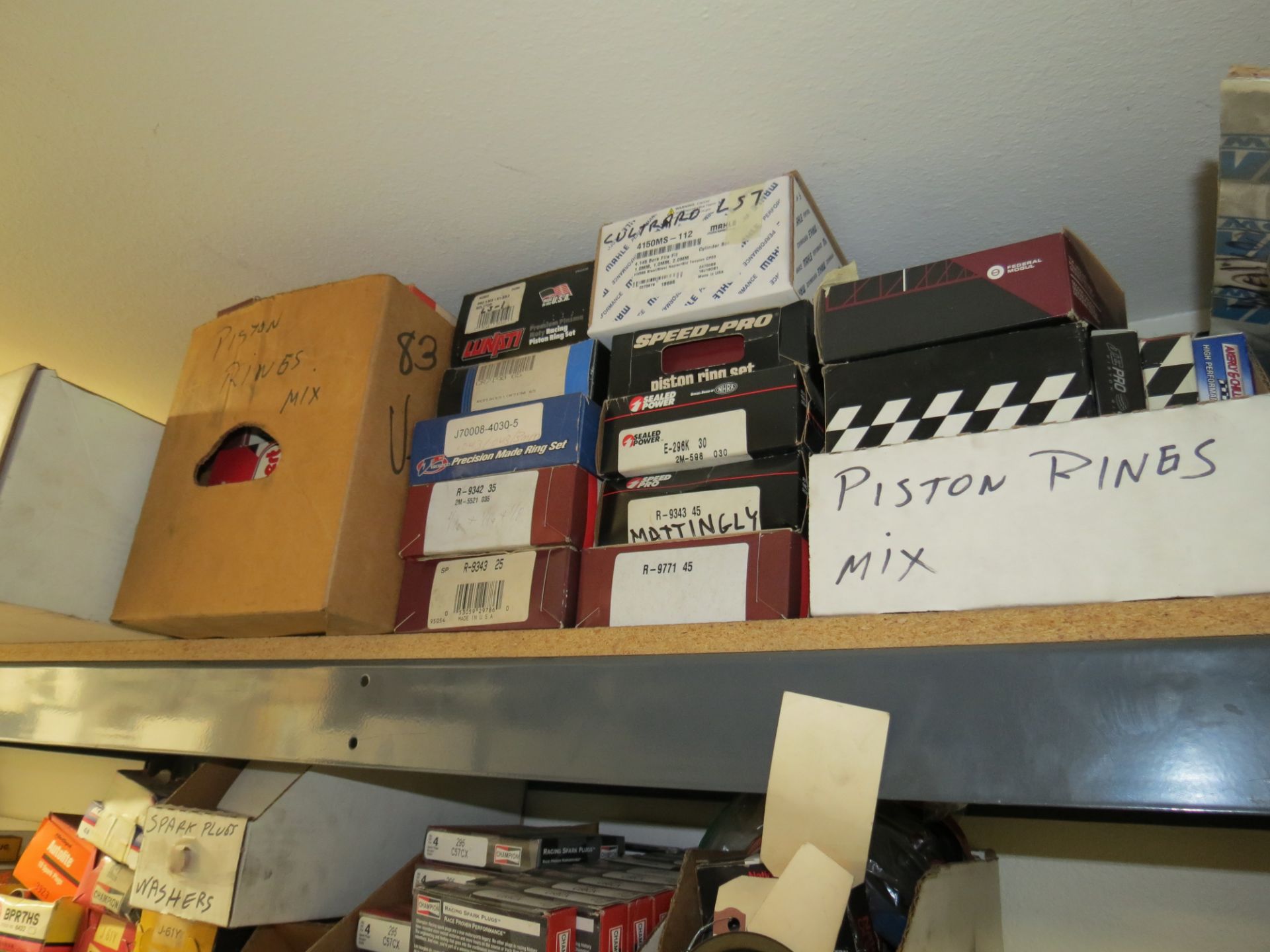 LOT OF ASSORTED AUTO PARTS, PERFORMANCE TIMING SETS, SEALS AND GASKETS, SPARK PLUGS, STUDS, CHROME - Image 2 of 11