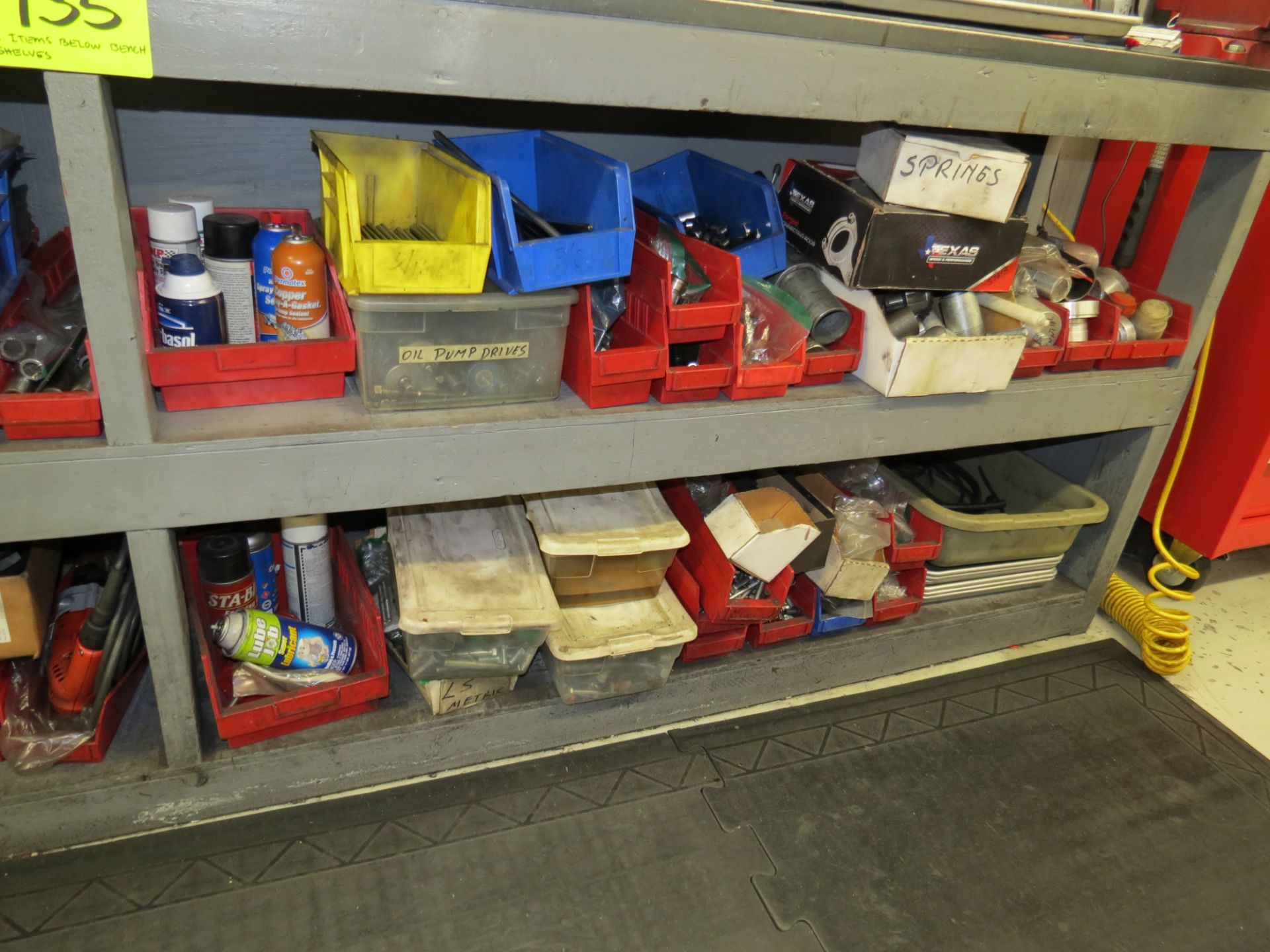 LOT OF ASSORTED TOOLS AND PARTS BELOW BENCH - Image 2 of 4