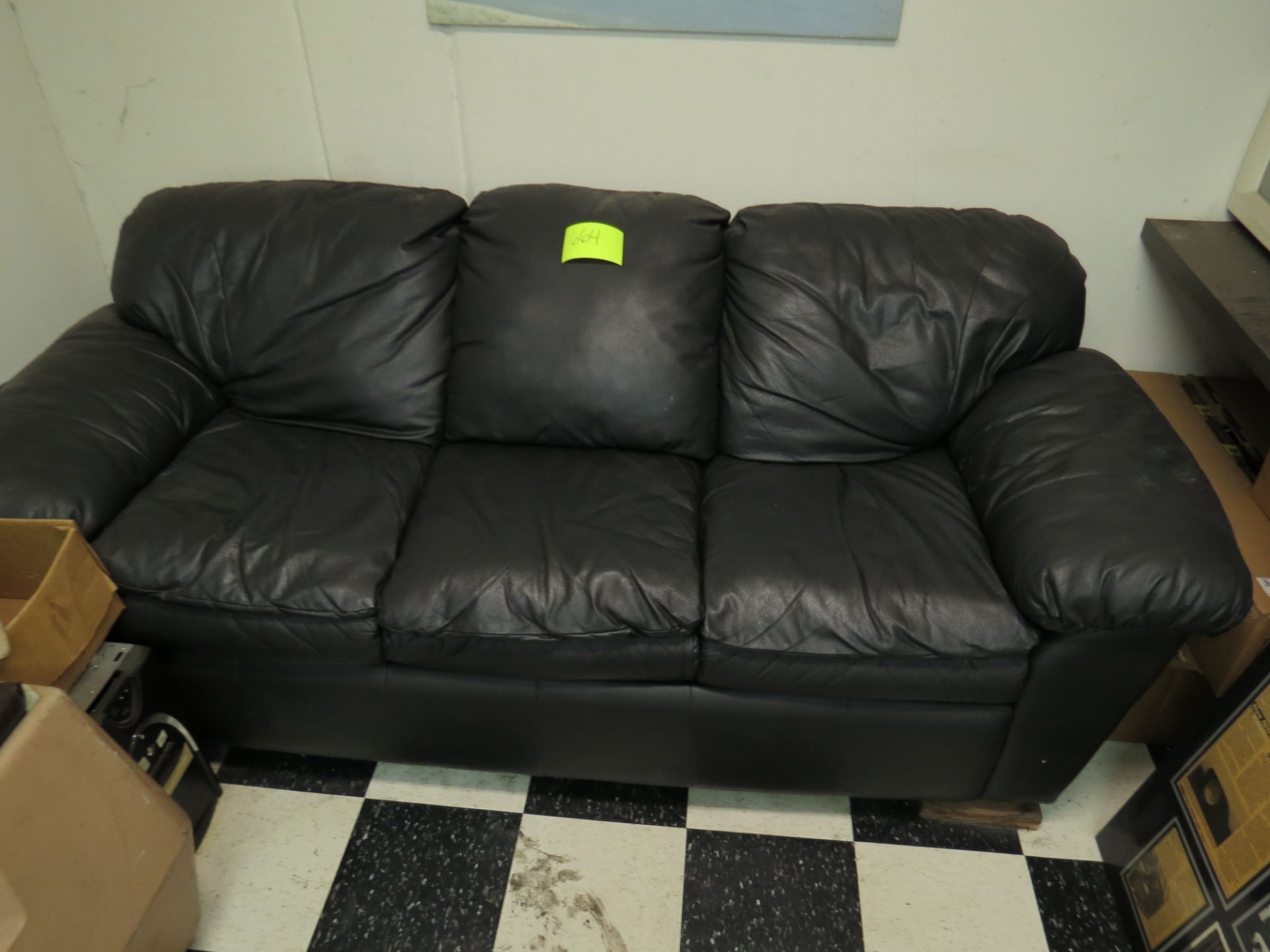 BLACK FAUX LEATHER SOFA