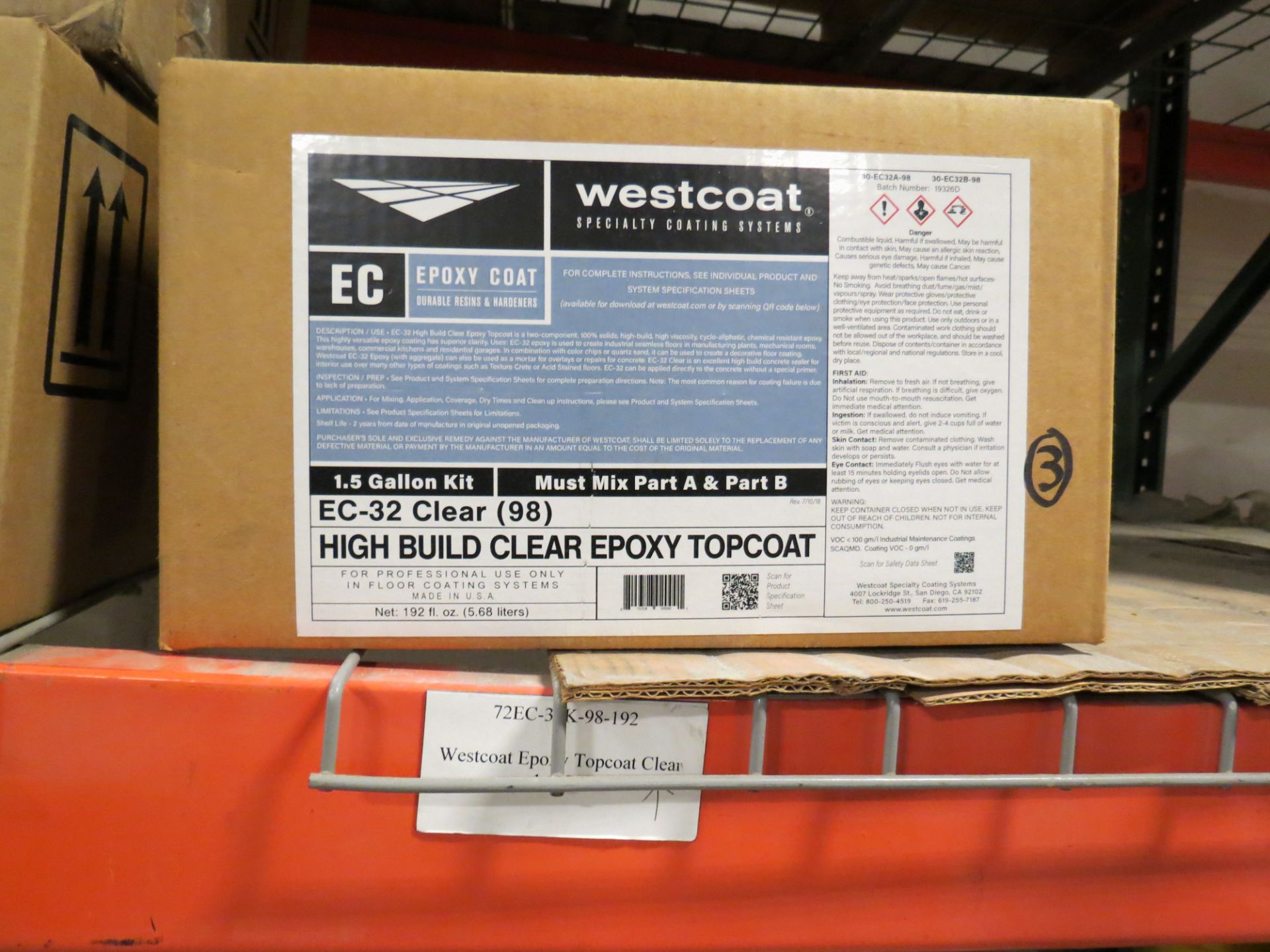 Lot Westcoat Product, 1x 72EC102k-98-256 Westcoat Polyaspartic Clear 2gal Kit, 8x 72EC-12K-98-102 - Image 4 of 4