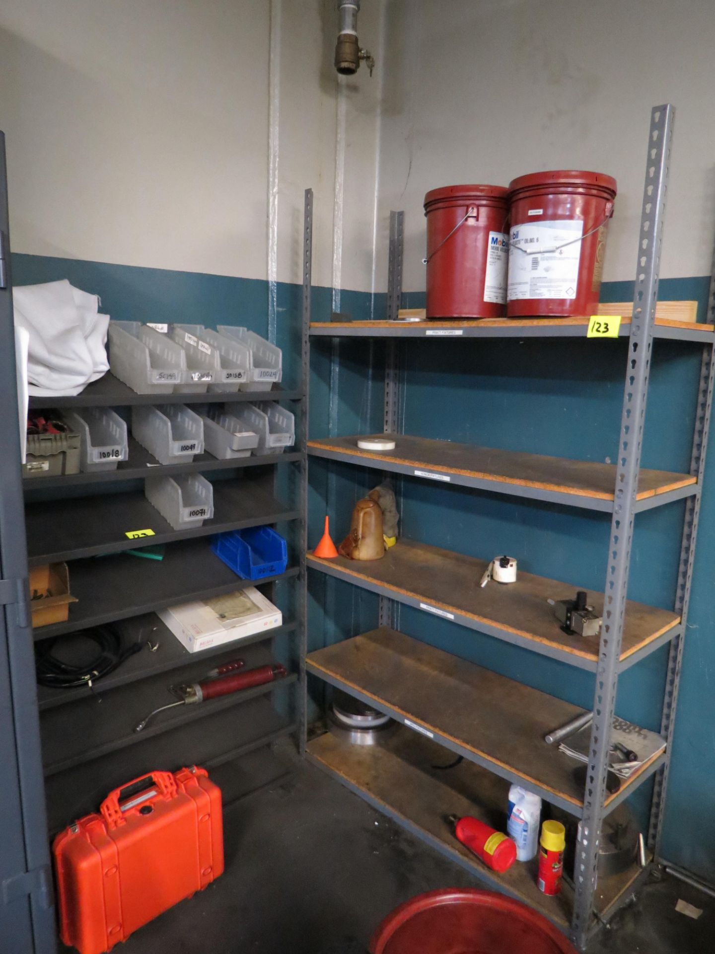 LOT HD INDUSTRIAL GREY 2-DOOR STORAGE CABINET AND 2- MISC. SHELVES ONLY NO CONTENTS - Image 3 of 3