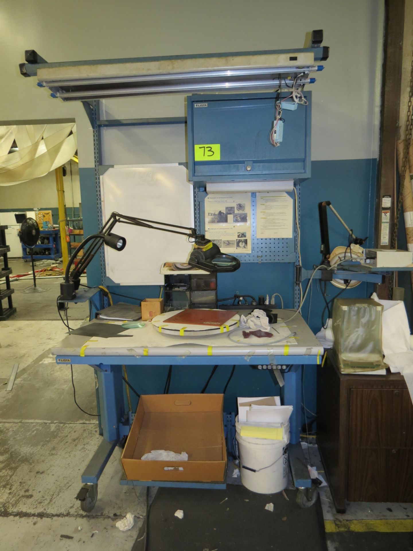 LISTA BLUE WORKBENCH WITH OVERHEAD LIGHTING ONLY NO CONTENTS