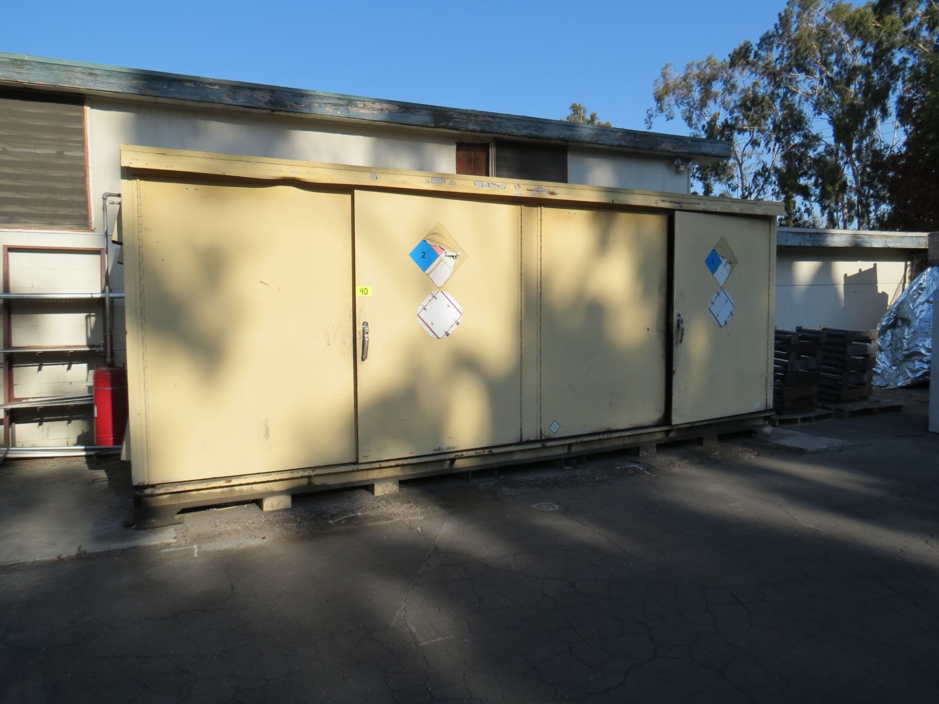 EXTRA LAGE 4- DOOR FLAMMABLE STORAGE CONTAINER, APPROX. 8 X 20' NO CONTENTS