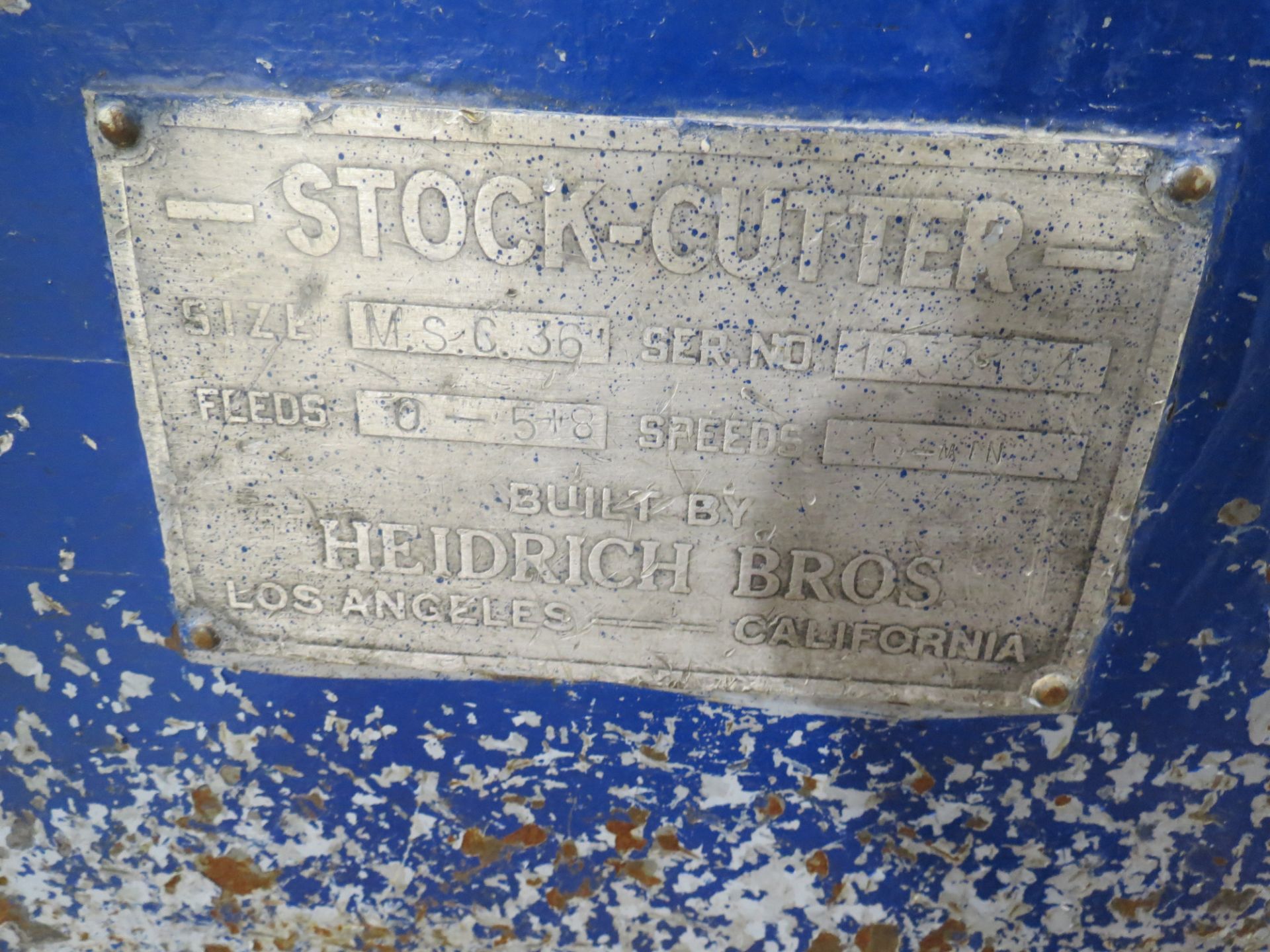 Heidrich Bros. Stock Cutter, Size: MSC 36 - Image 5 of 5