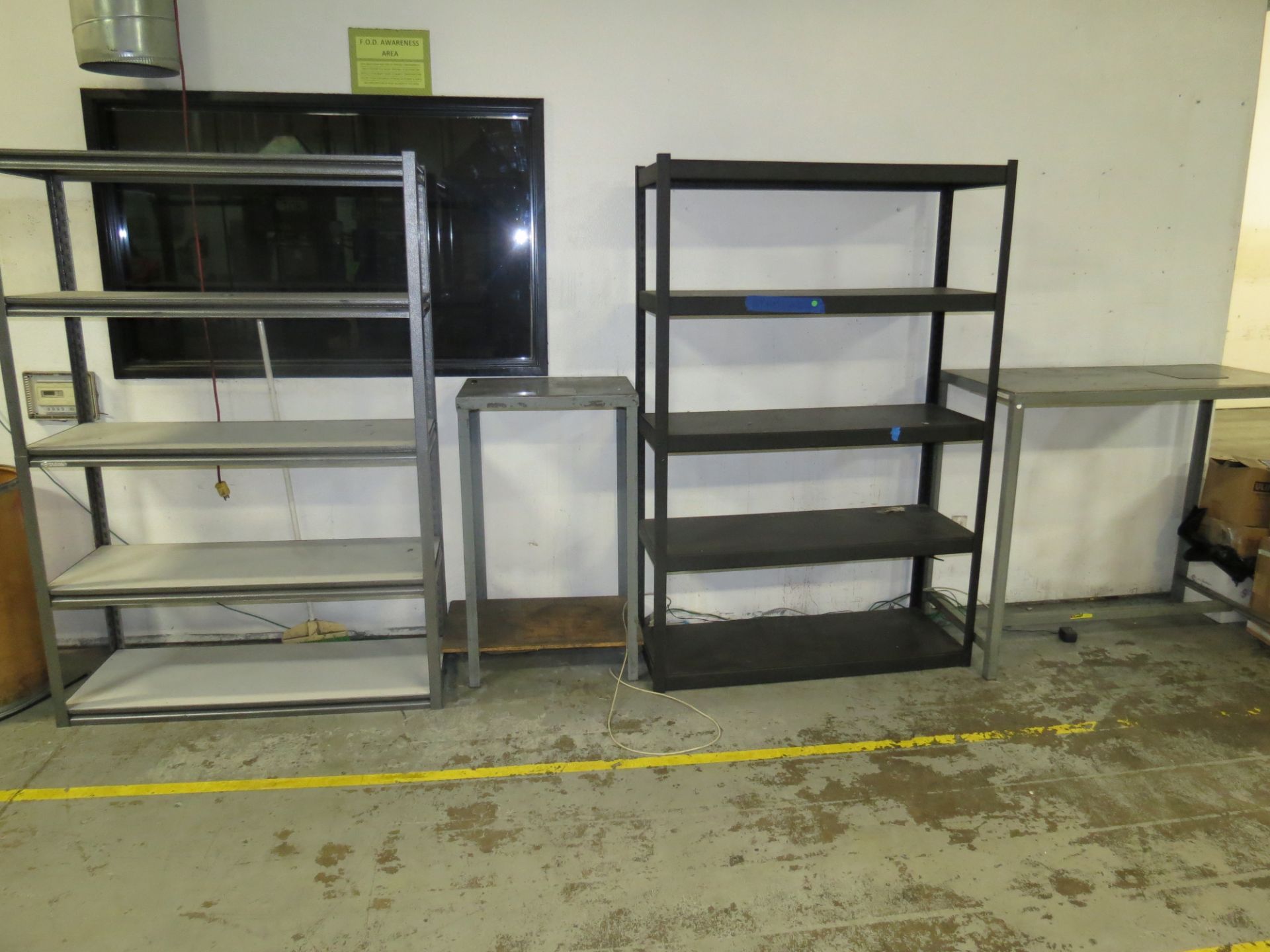 Lot (2)-Metal Shelves & (2) Metal Tables