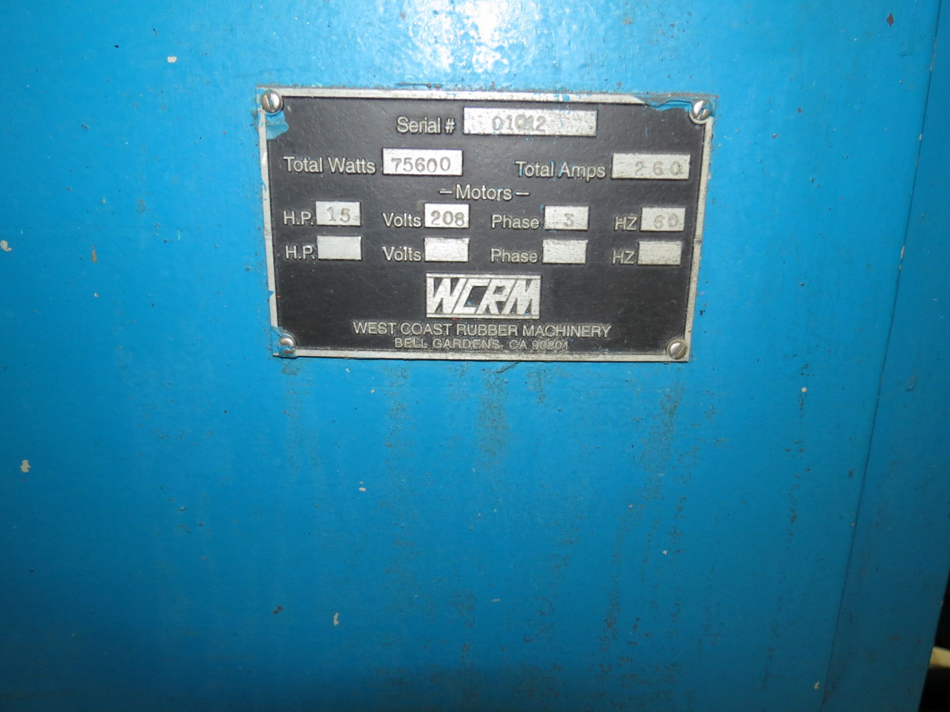 Lot (2)-West Coast Rubber Machinery 24" Heated Platen Compression Presses, SN: 01012, 15-HP, 3PH, - Image 2 of 9