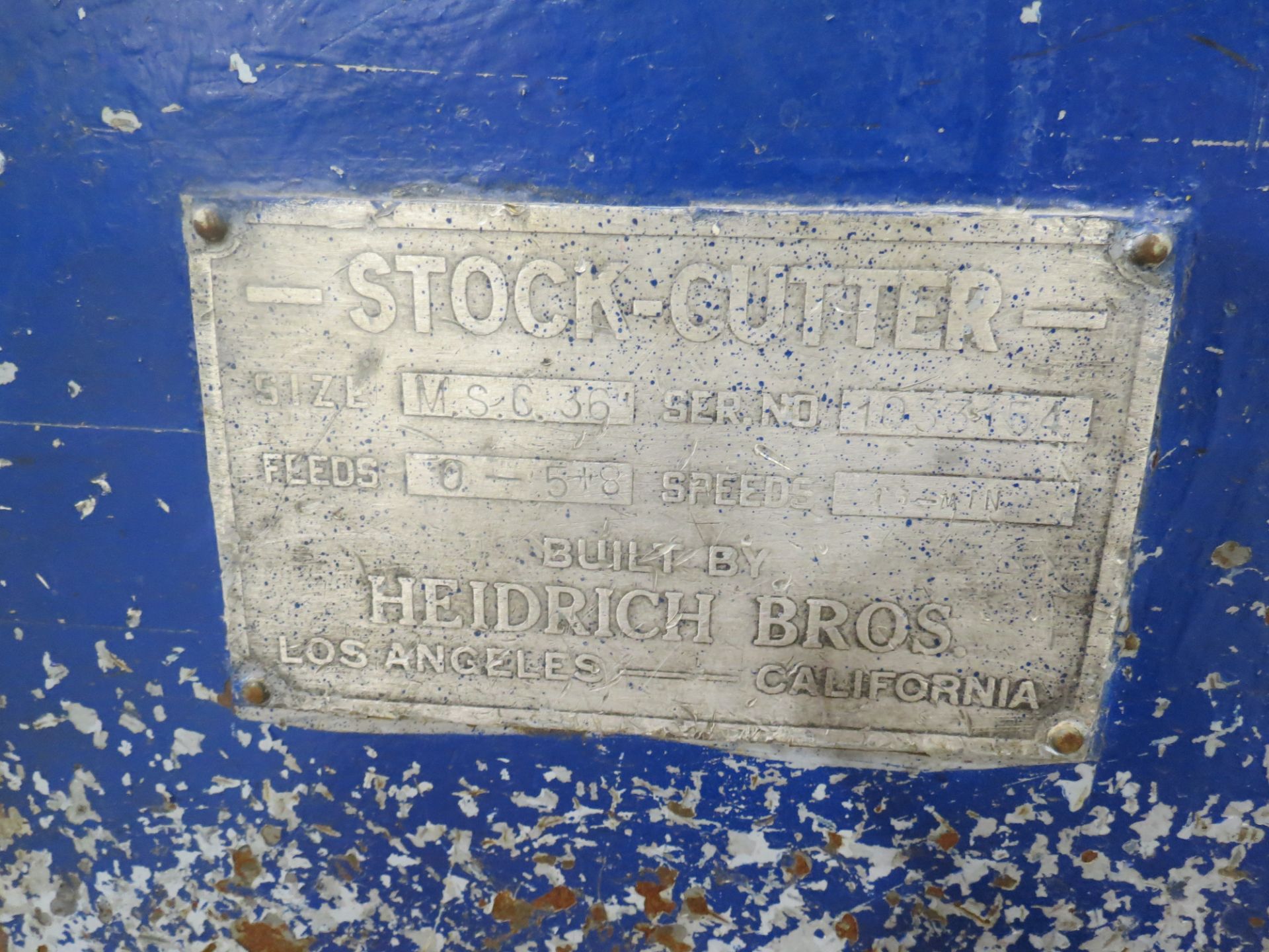 Heidrich Bros. Stock Cutter, Size: MSC 36 - Image 2 of 5