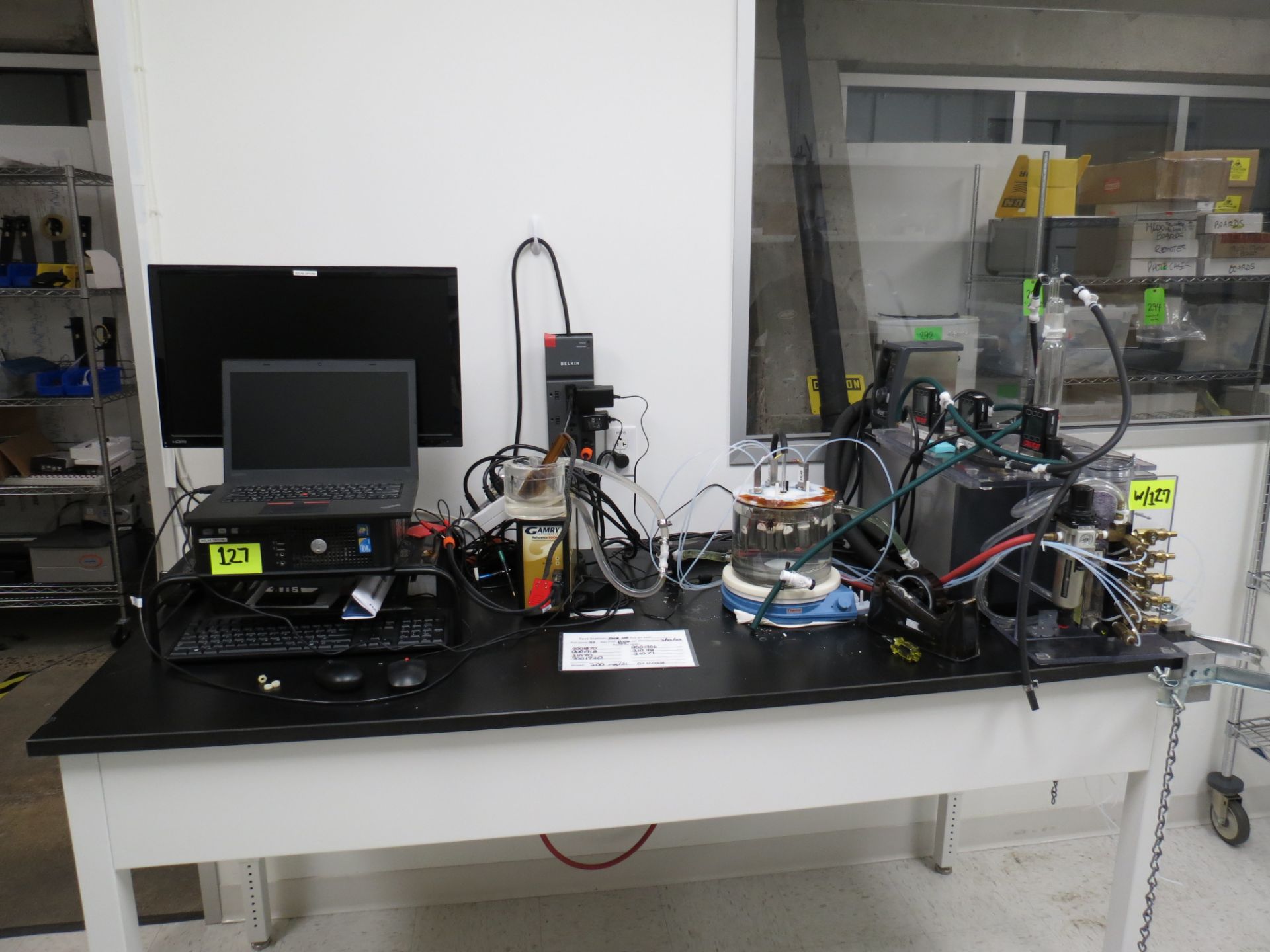 MODULE TESTING CENTER WITH ALICAT SCIENTIFIC MASS FLOW METERS & LAPTOP & CONTENTS BELOW THE TABLE