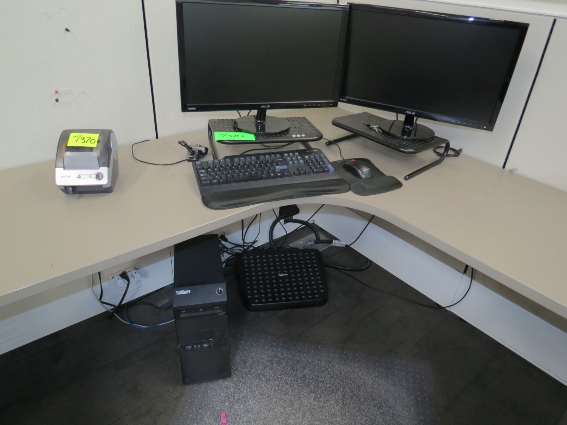 2 LENOVO THINKCENTRE TOWER DESKTOPS, P-TOUCH QL-500 & BROTHER LABEL PRINTERS, 4 MONITORS, - Image 5 of 8