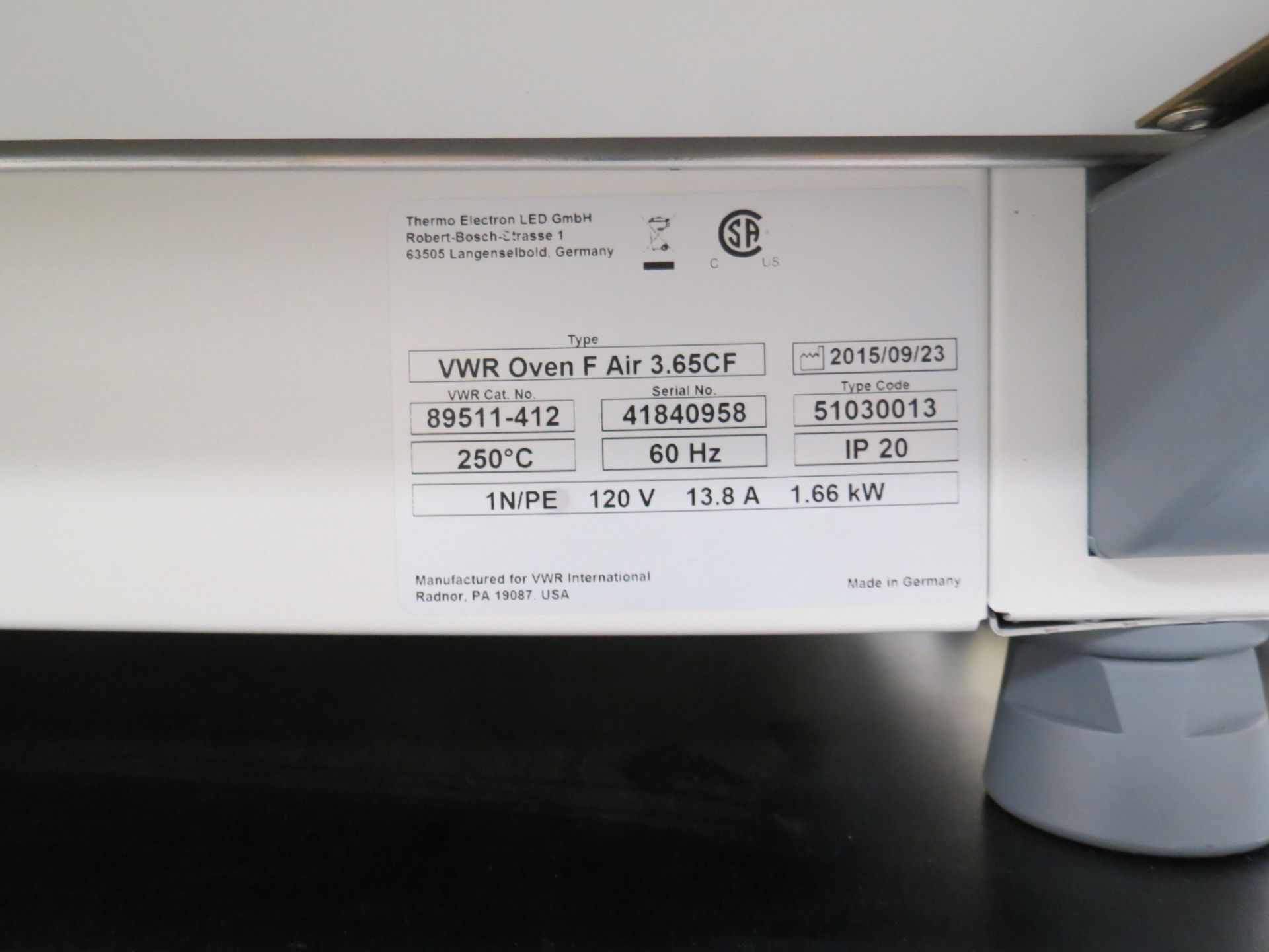 VWR OM 100 OVEN F AIR 3.65CF, CALIBRATED TIL 1/2023 - Image 2 of 11