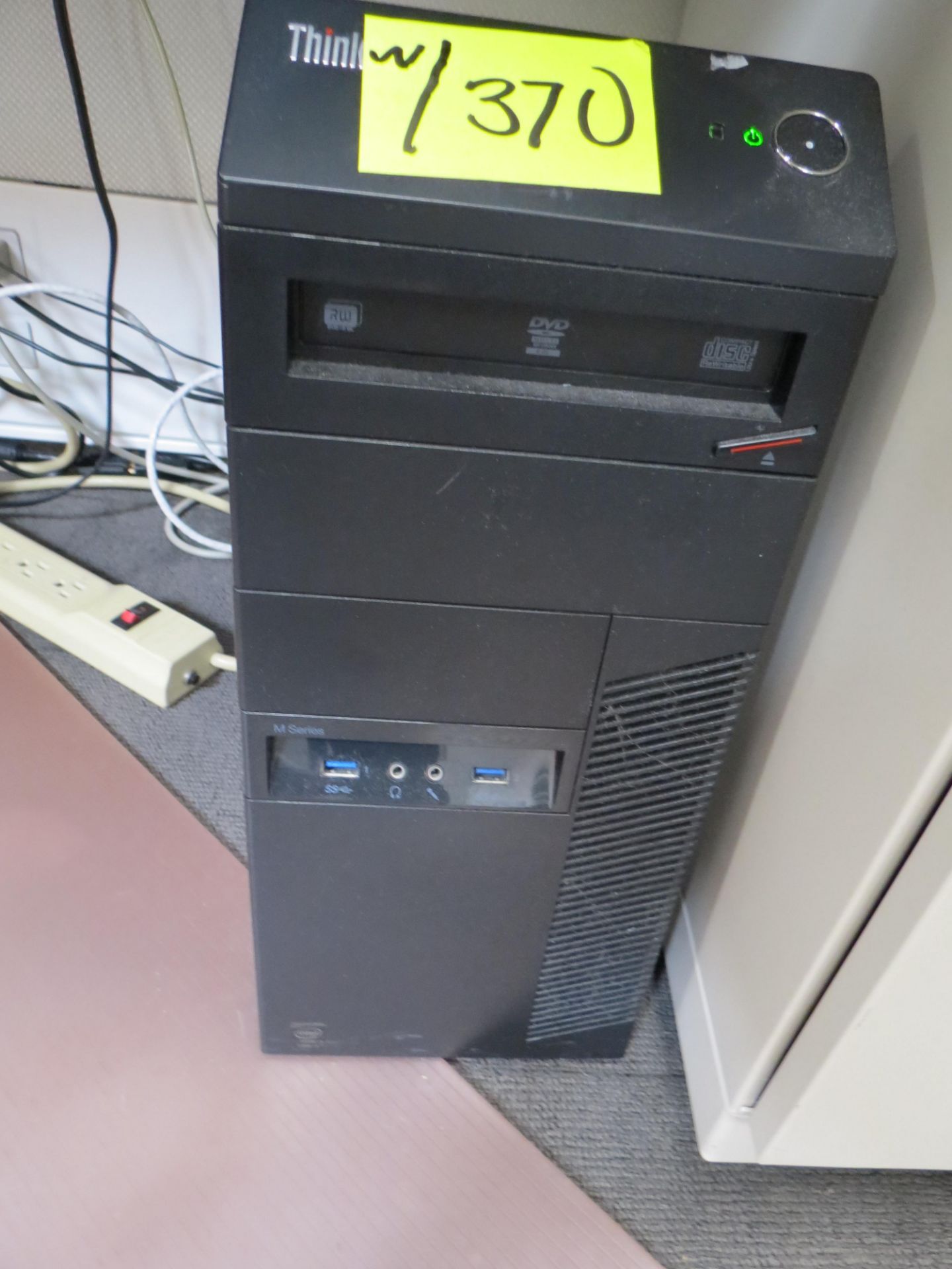 2 LENOVO THINKCENTRE TOWER DESKTOPS, P-TOUCH QL-500 & BROTHER LABEL PRINTERS, 4 MONITORS, - Image 2 of 8