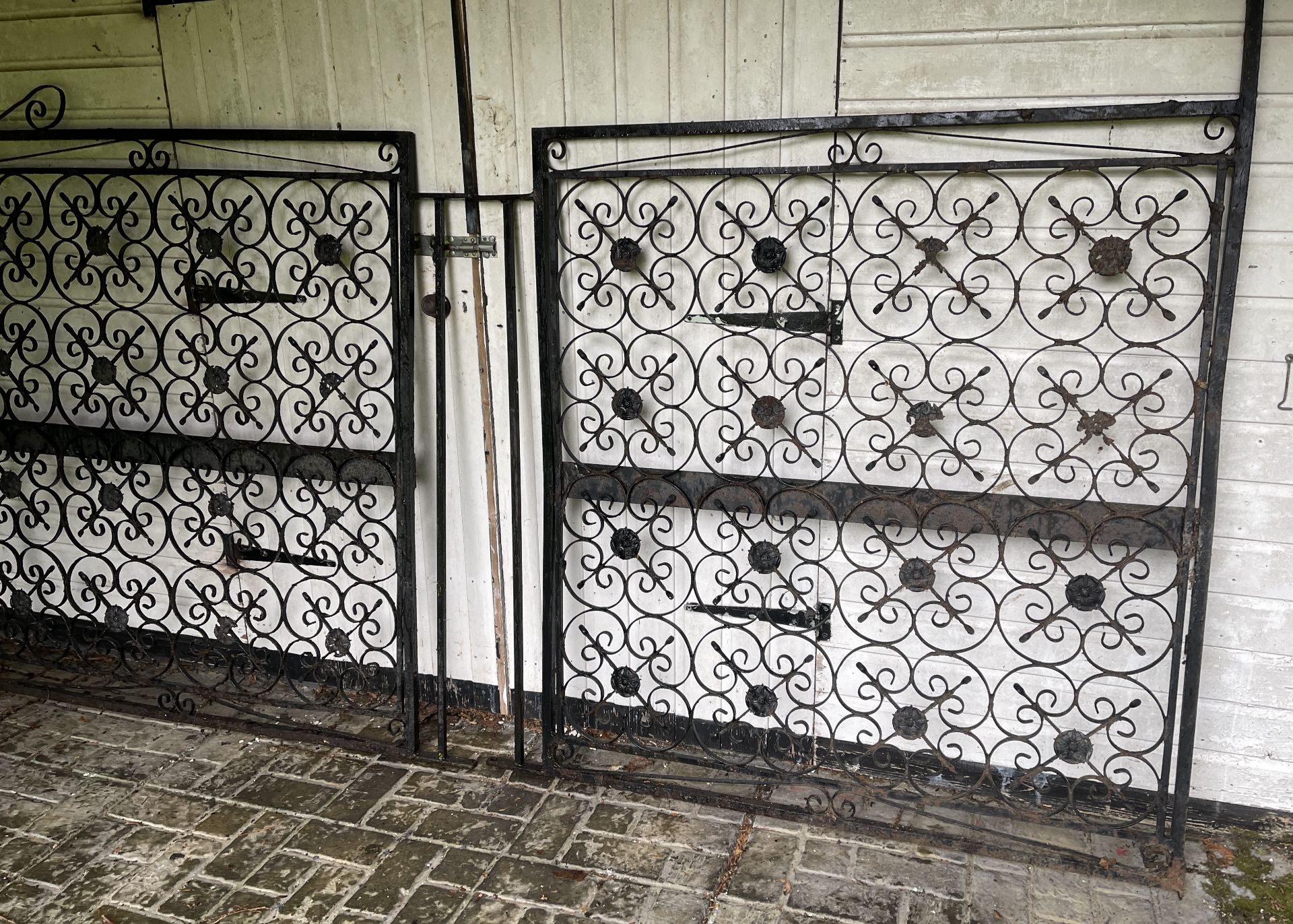 ORIGINAL LARGE IRON ENTRY GATES TO ESATE FROM 1930 - Image 3 of 8