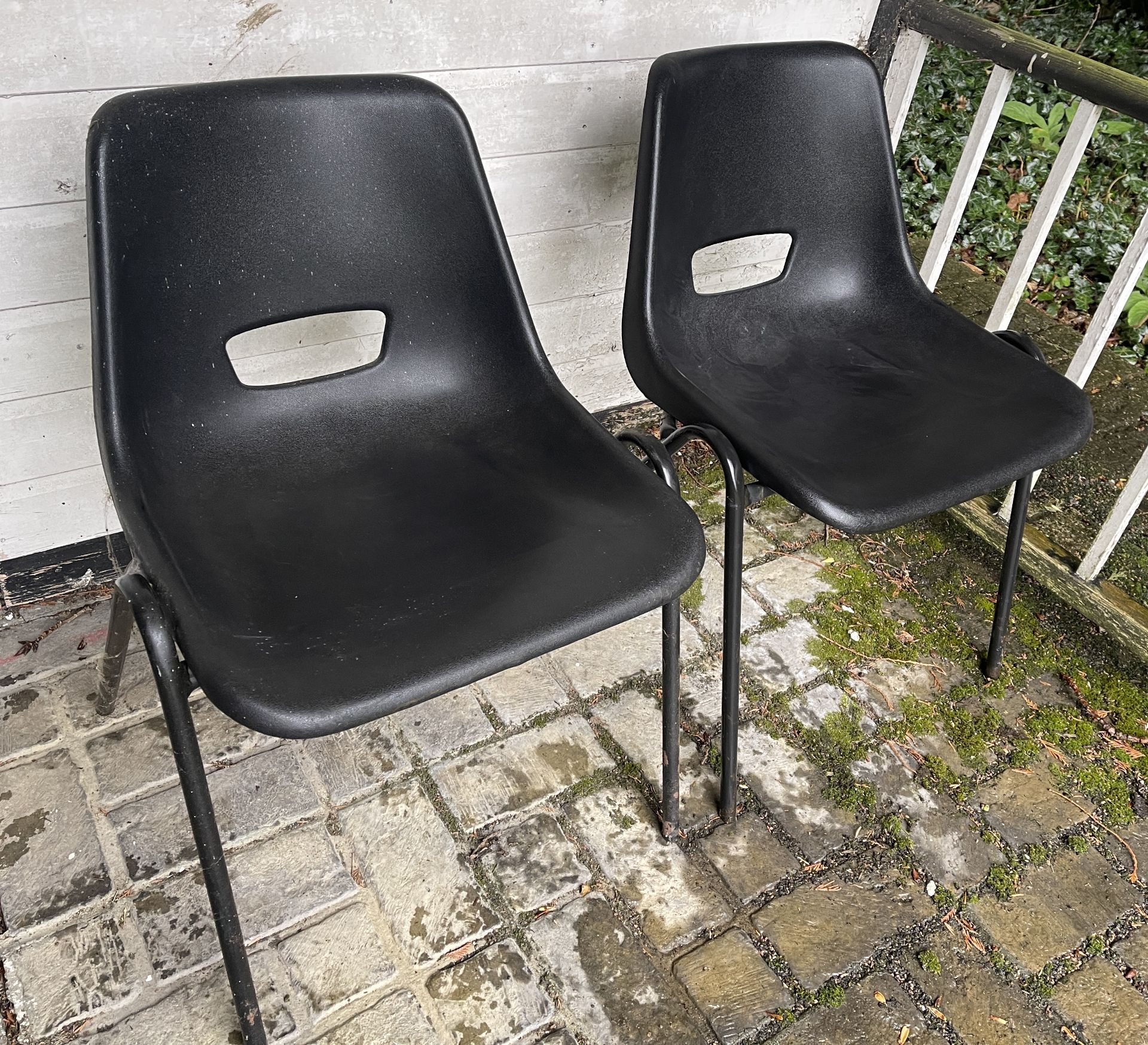 2 RETRO BLACK PLASTIC CHAIRS - Image 2 of 3