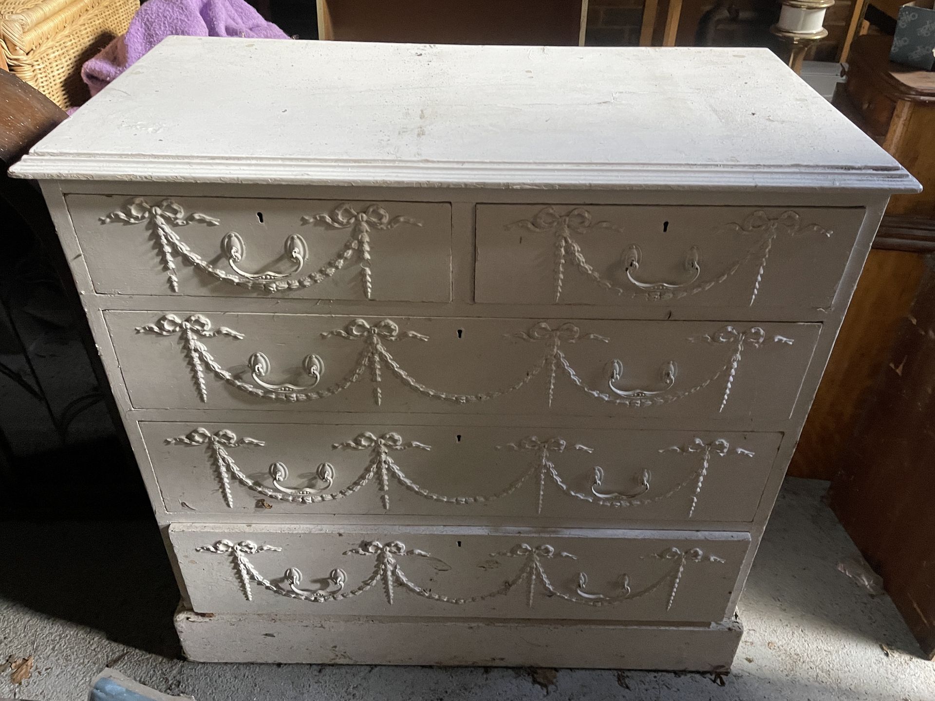 VICTORIAN WOOD WHITE CHEST OF DRAWERS - Image 2 of 2