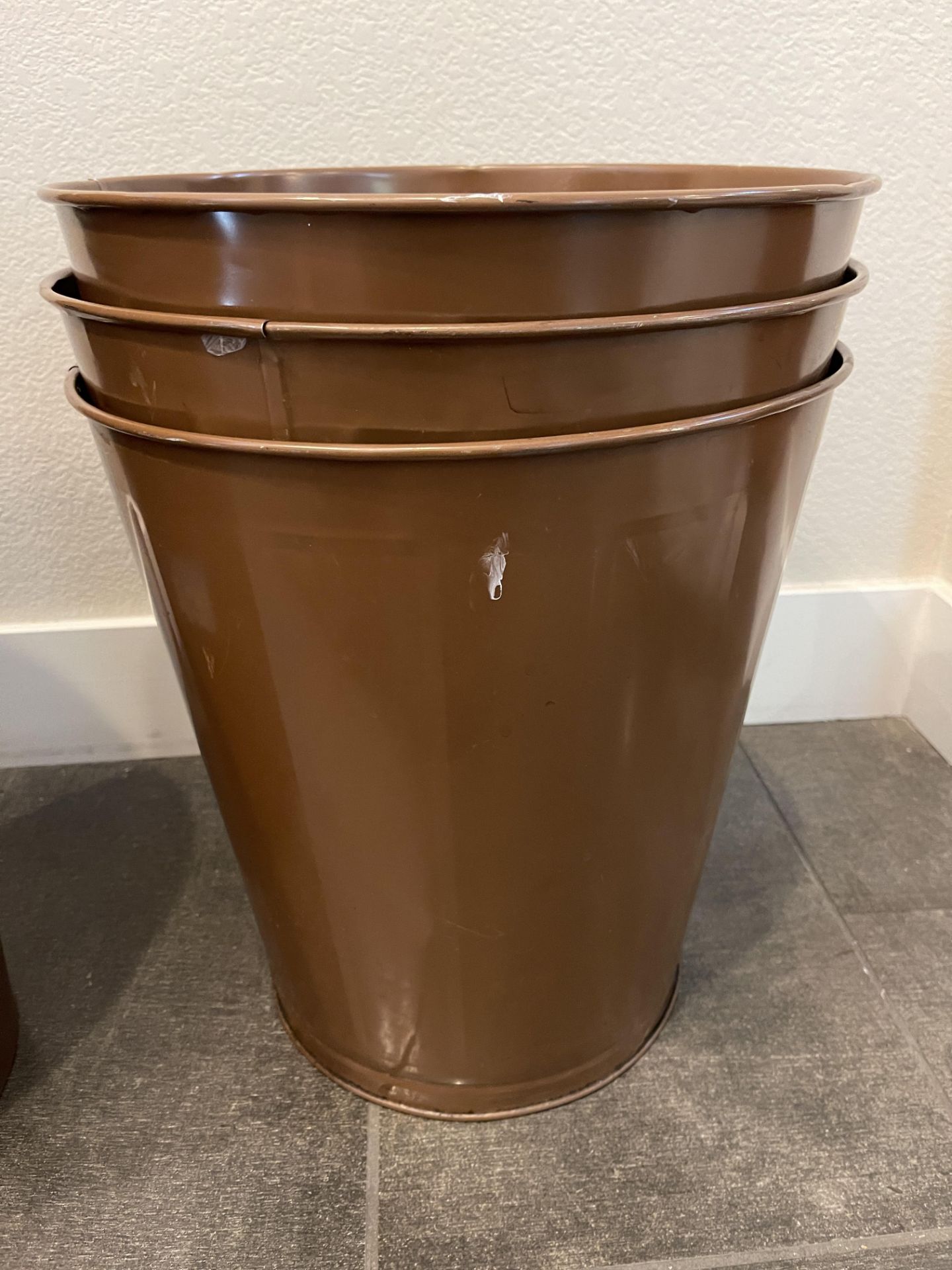 LOT OF 3 SOLID METAL TRASH BINS