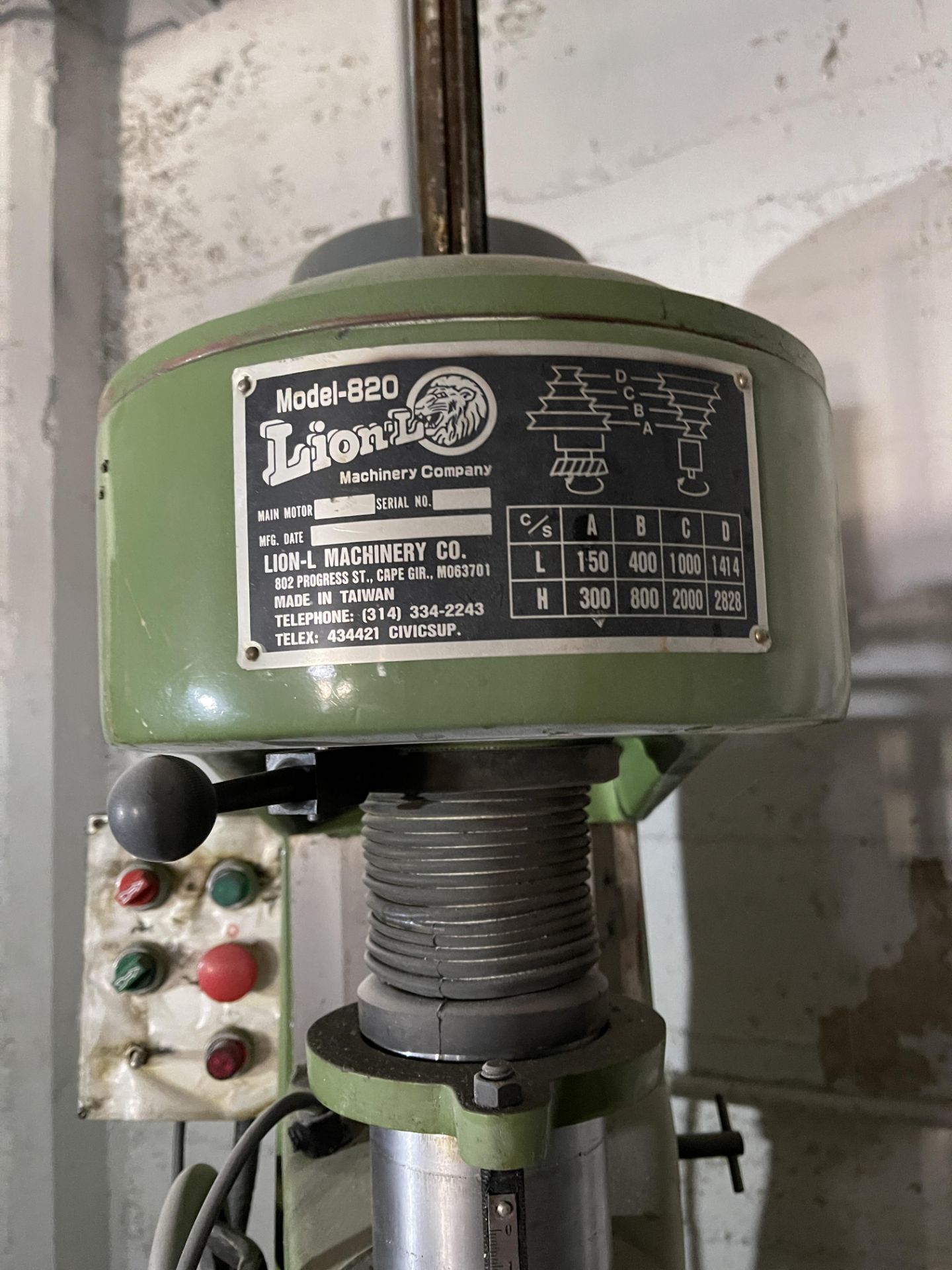 LION-L MODEL 820 COMMERCIAL MILL DRILL PRESS - Image 4 of 6