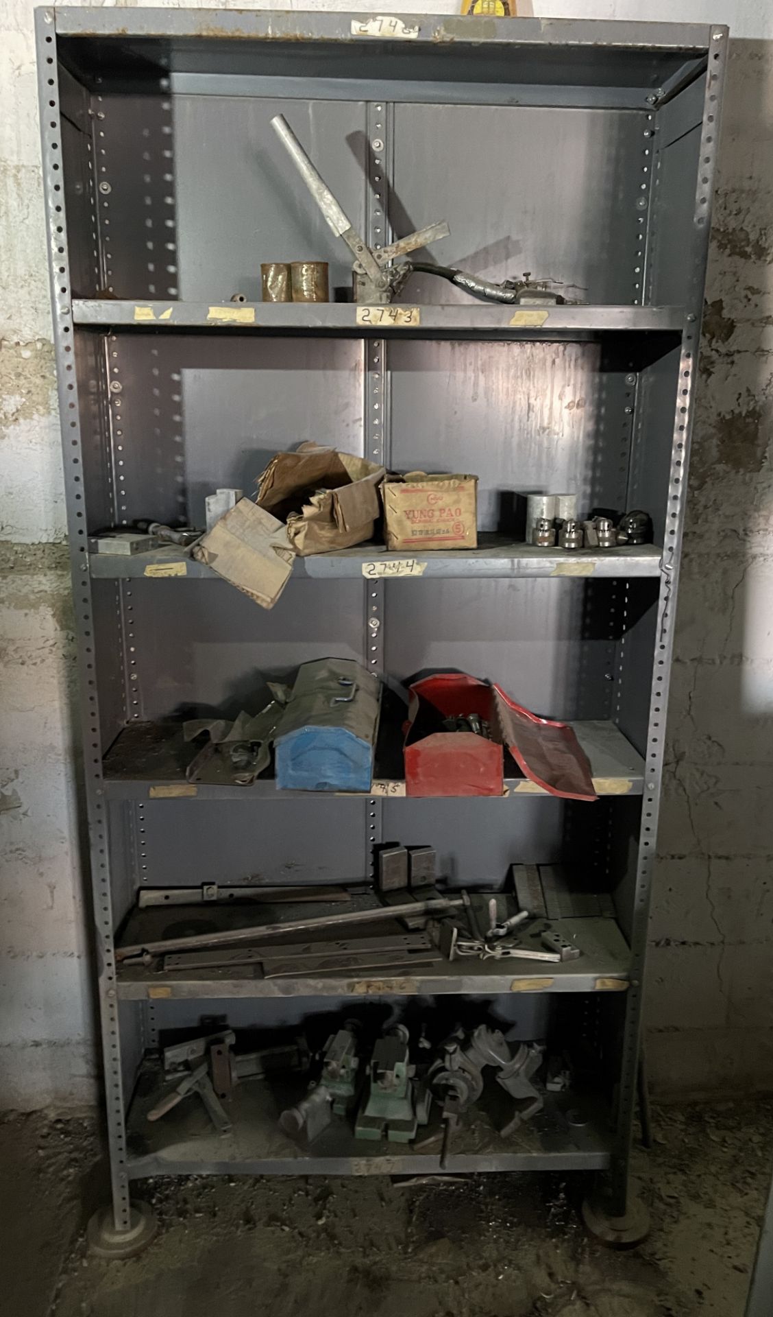ENTIRE CONTENTS OF SHELF INCLUDING UNIT / TOOLING FOR DRILL PRESSES