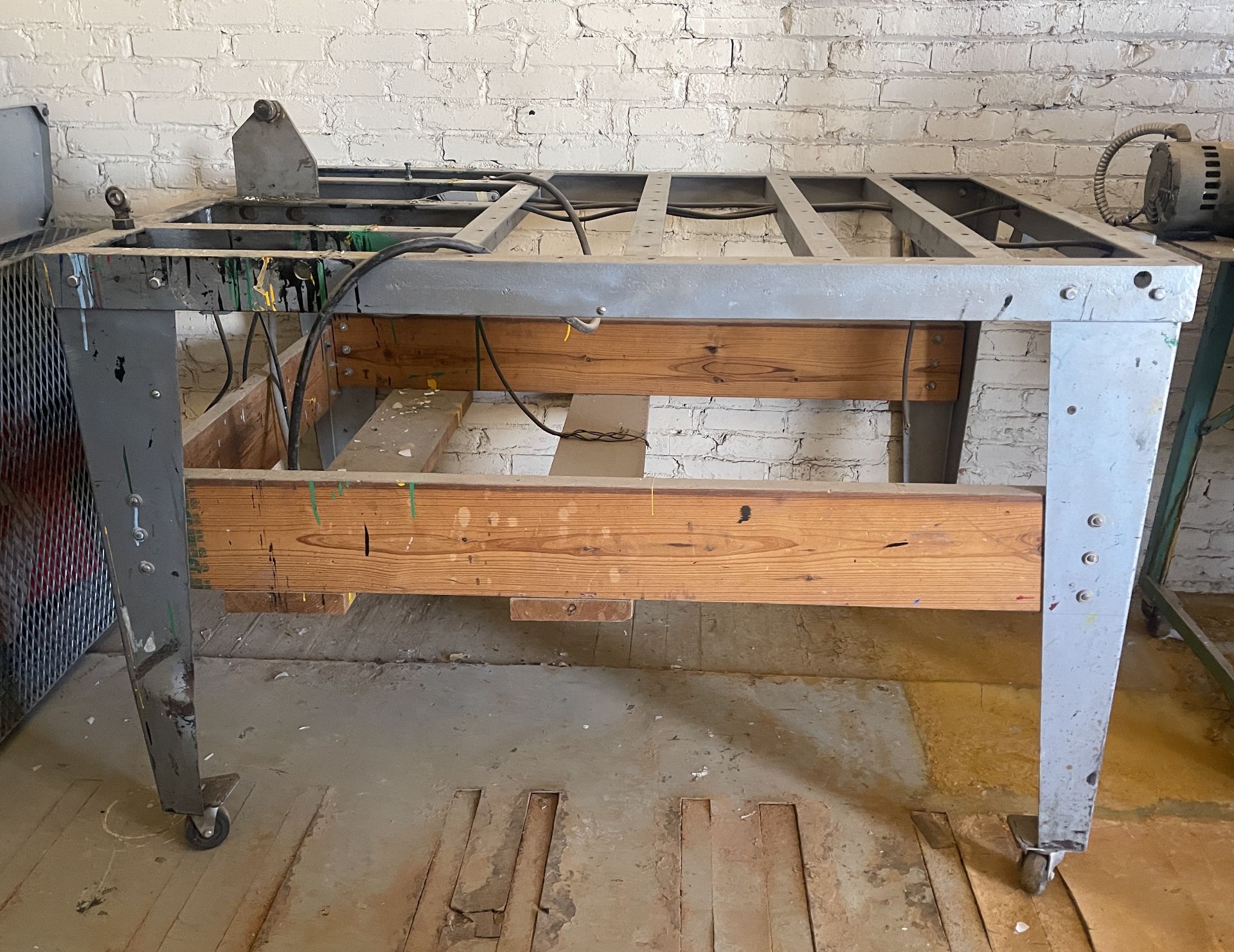 LARGE METAL WORKING / SIGN PAINTING TABLE ON WHEELS