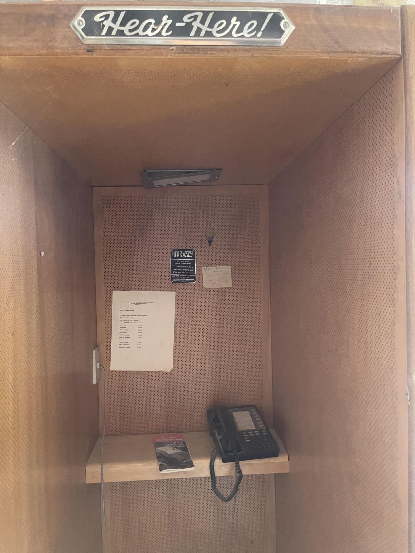 HEAR HERE PRIVATE QUIET TELEPHONE BOOTH BURGESS MANNING COMPANY ACOUSTIC BOOTH - Image 2 of 4