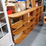 Pair of shelves - both 137.5cm wide & 99cm high, one has a curved end