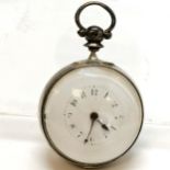 Antique silver double cased verge pocket watch by Wainwright, Nottingham #5025 with embossed