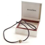 Pandora leather lace necklace (60cm) with ALE silver catch in original box