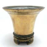 Antique Oriental bronze mortar, 19cm diameter x 17cm high
