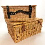 2 x wicker picnic hampers - largest 53cm x 36cm x 25cm