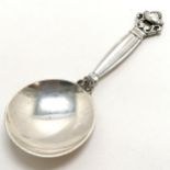 Georg Jensen silver acorn pattern caddy spoon - 25.6g & 10cm long. In good used condition