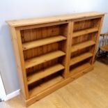 Pine bookcase with adjustable shelves 160cm long x 120cm high x 27cm deep