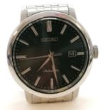 Seiko stainless steel Gents automatic wristwatch with exhibition back - 42mm case & running