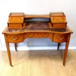 Victorian Carlton House satinwood inlaid desk 115cm wide x 64cm deep x 76cm high, marks to the