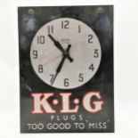 Smiths sectric K.L.G plugs too good to miss wall clock - 35.5cm x 27cm ~ hands a/f