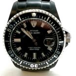 Gents black coated stainless steel Detomaso San Remo 300m divers automatic watch - running & in used