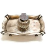 Antique silver Walker & Hall inkstand with glass inkwell (dedicated) ~ 13cm x 9cm & total weight