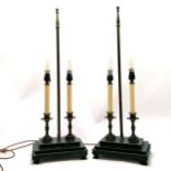 Pair of double candlestick lamps on faux marble painted bases - 69cm high