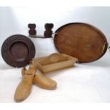 Donnez nous notre pain quotidien carved mahogany plate (27cm diameter), Black Forest carved wooden