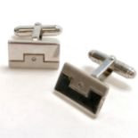 Pair of boxed silver cufflinks set by Hot Diamonds in original box